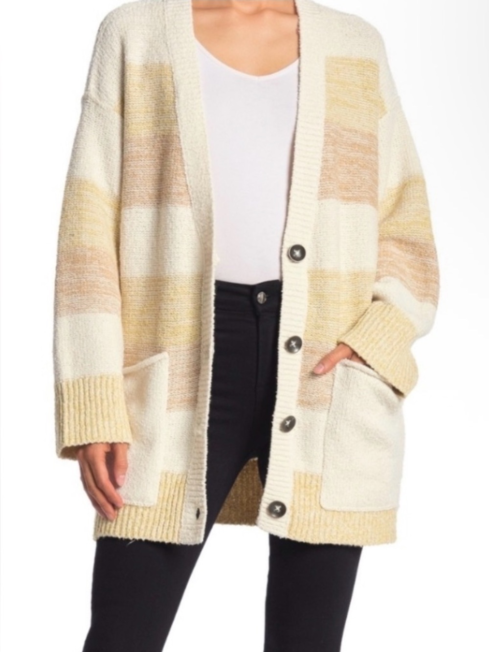 FREE PEOPLE Beige Grains Combo Cardigan Size Medium - NWT